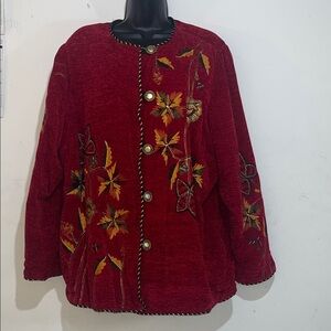 Maggie Barnes Fall Harvest Crushed Rayon Sweater Jacket Size 1X